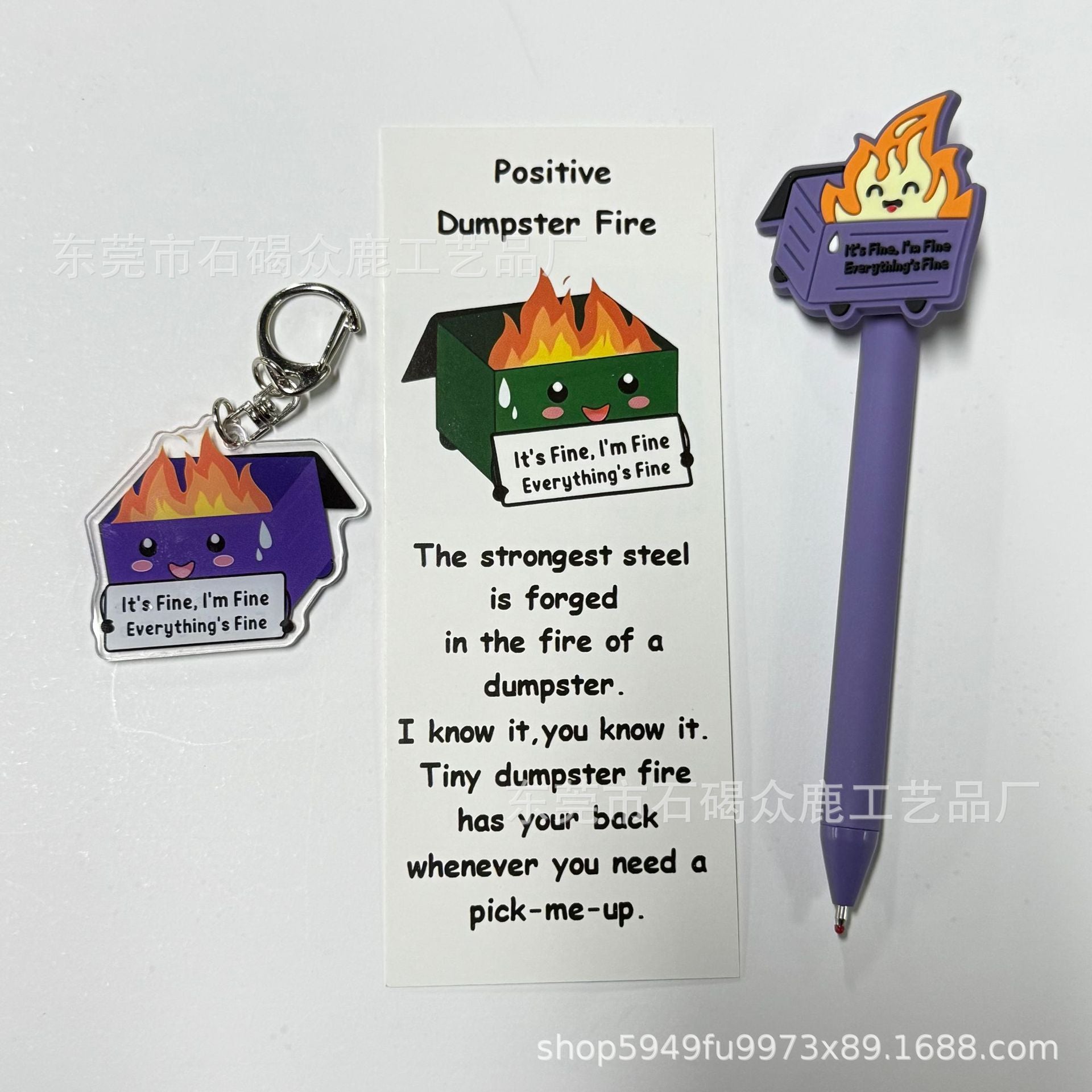 Wholesale Creative Trash Can Ballpoint Pen Acrylic Keychain